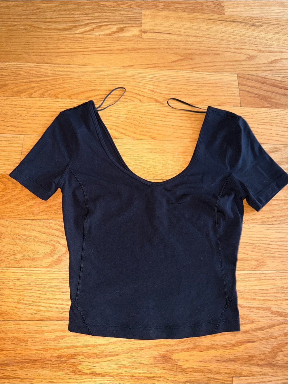 lululemon athletica Lululemon Black Align Cropped V-Neck Short Sleeve Size 2 - Picture 2 of 6